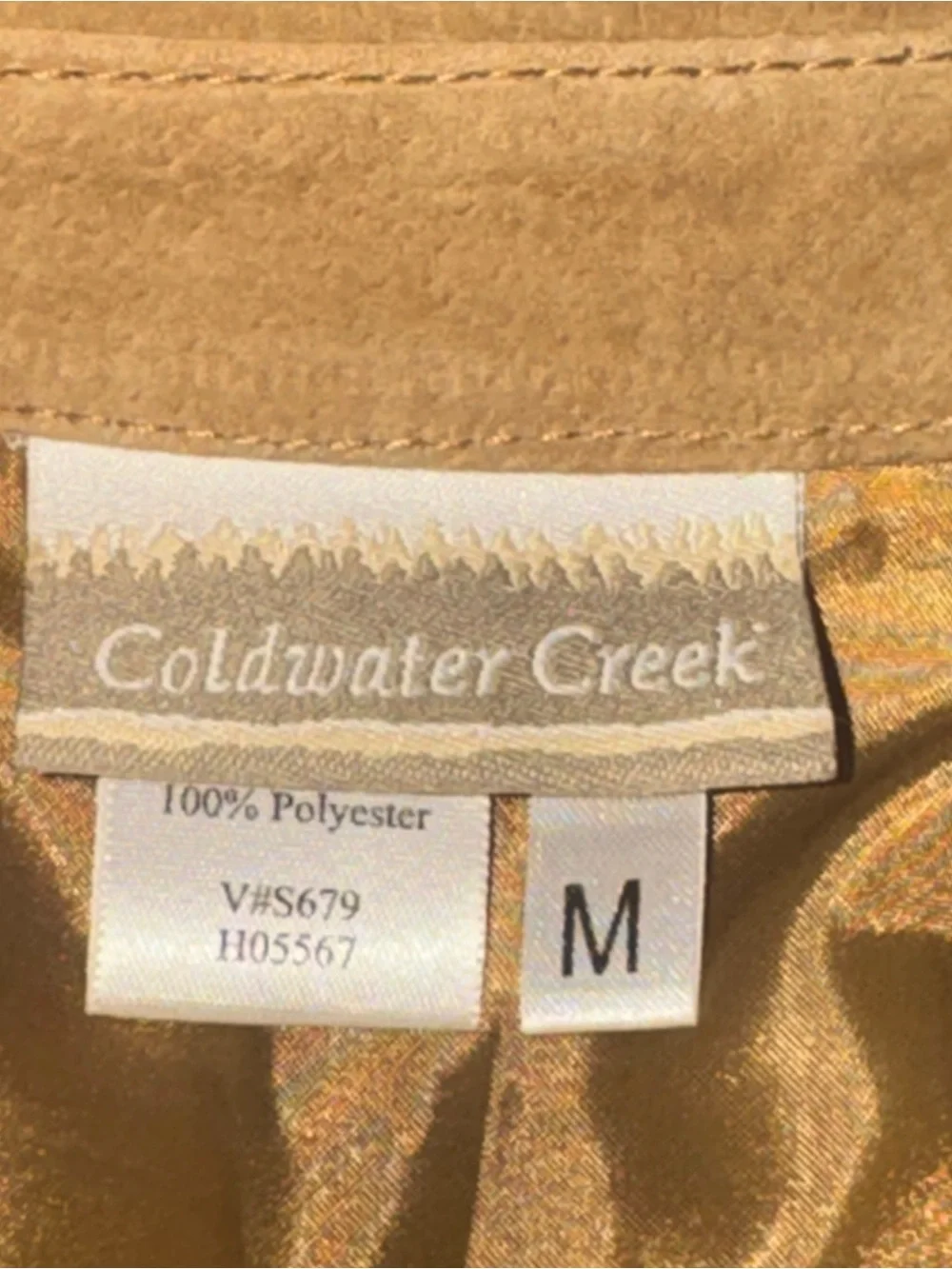 Coldwater Creek Tan Leather Jacket with Floral Embroidery
